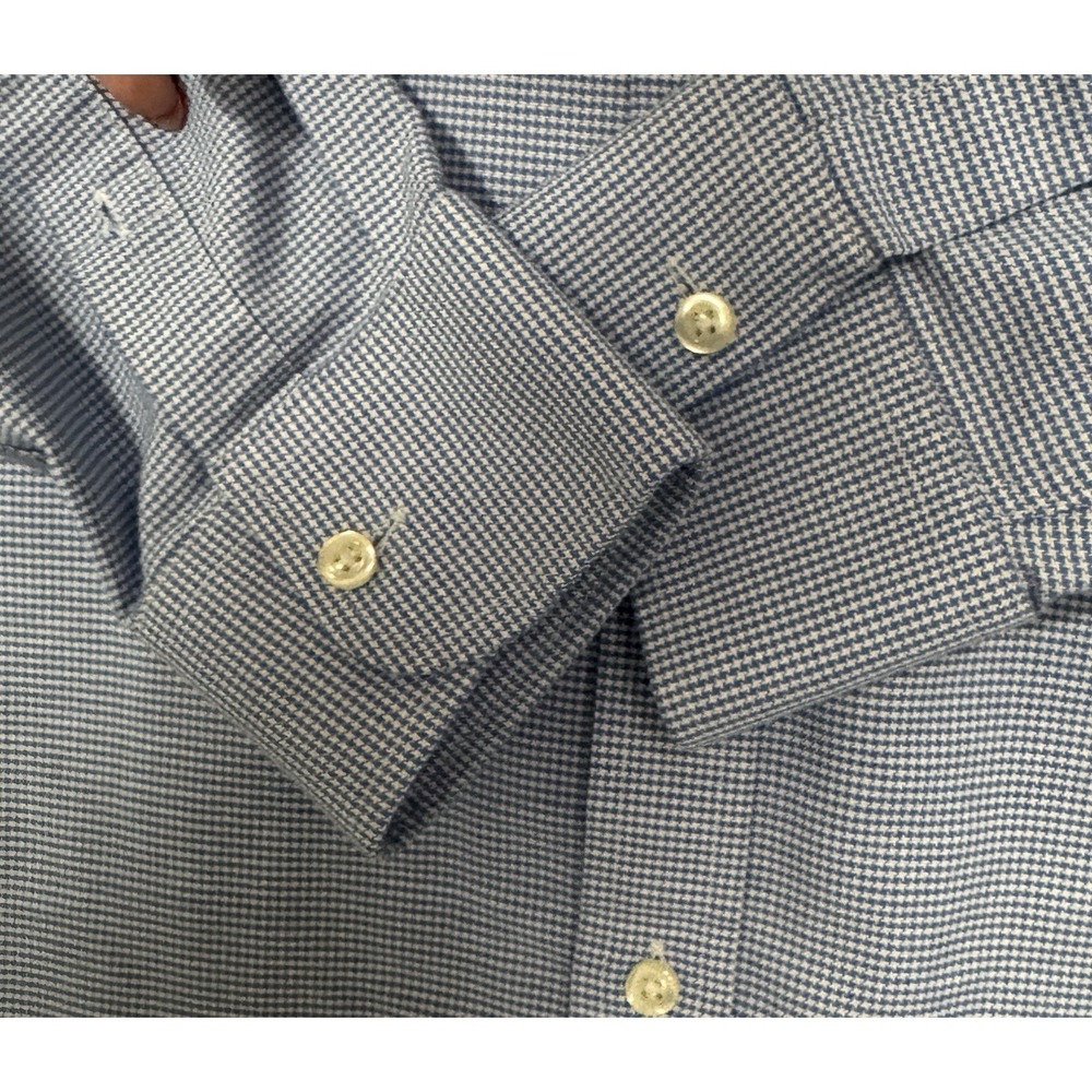 STAFFORD TRAVEL Wrinkle Free Oxford Fitted 18 34 - 35 Long Sleeve Button Down - Picture 6 of 7